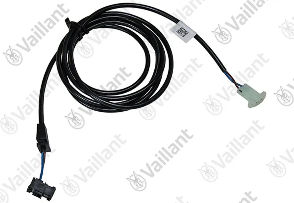 Kabel von Vaillant mit zwei Steckern und schwarzem Mantel, geeignet für elektrische Verbindungen in Heizsystemen.